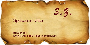 Spiczer Zia névjegykártya